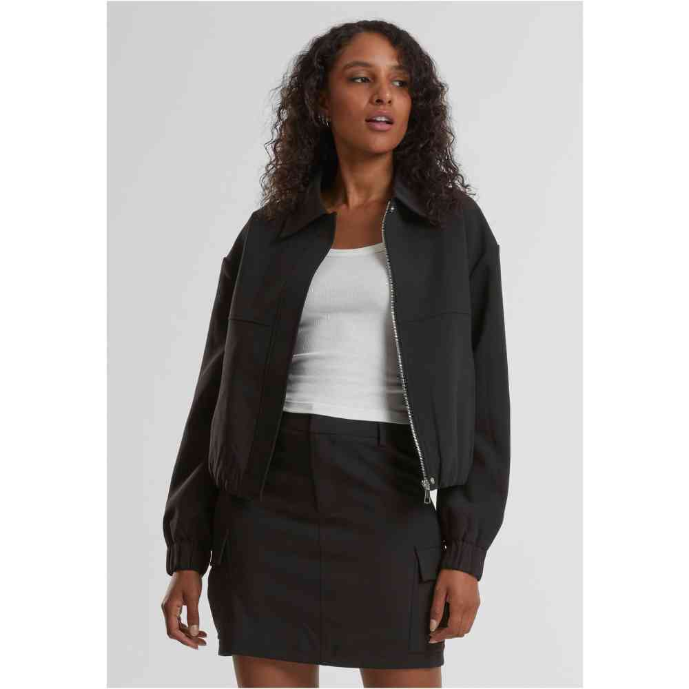 Urban Classics - Short Blouson Sweater/trui met rits - Zwart